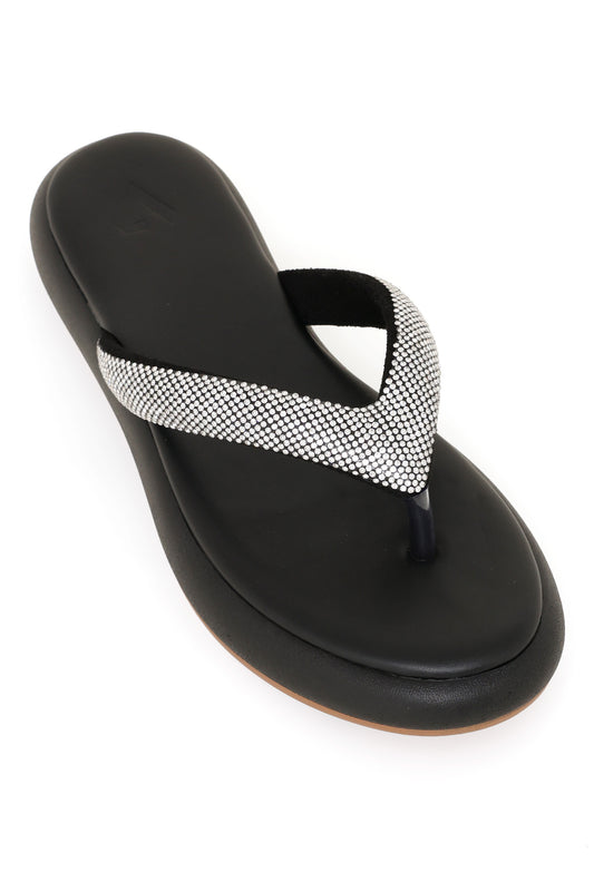 PLUSH GLAM SLIPPERS-BLACK