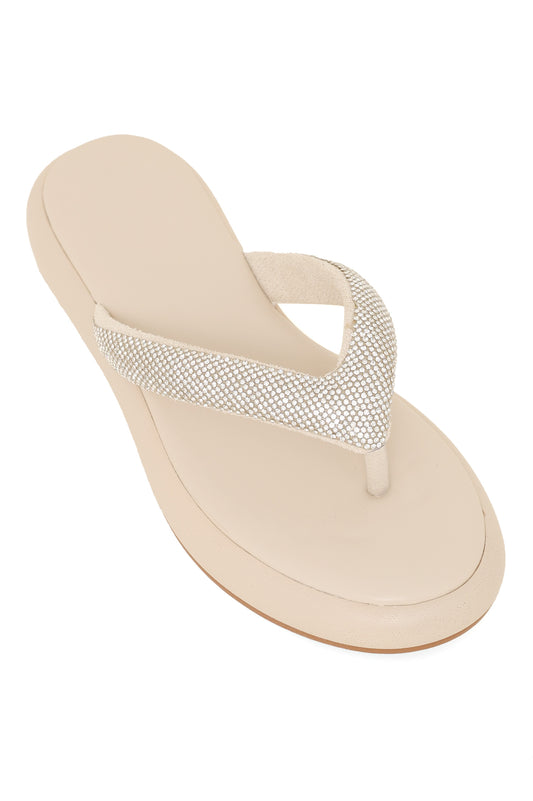 PLUSH GLAM SLIPPERS-BEIGE