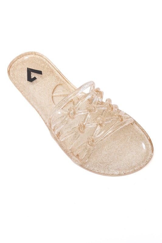 GLITTER SLIDE SANDAL-LT/GOLD