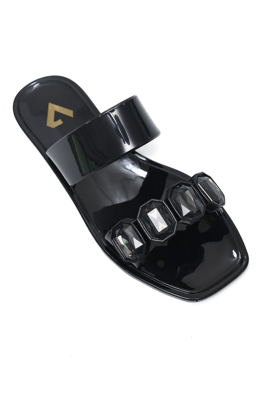 RUBY CRYSTAL CLEAR SLIDE-BLACK