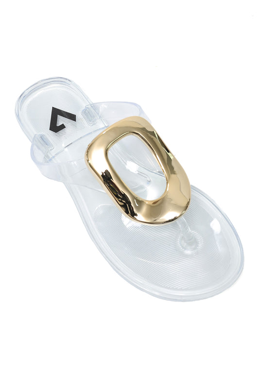 GLOSSY GOLD SLEEK SLIDE-TRANSPARENT