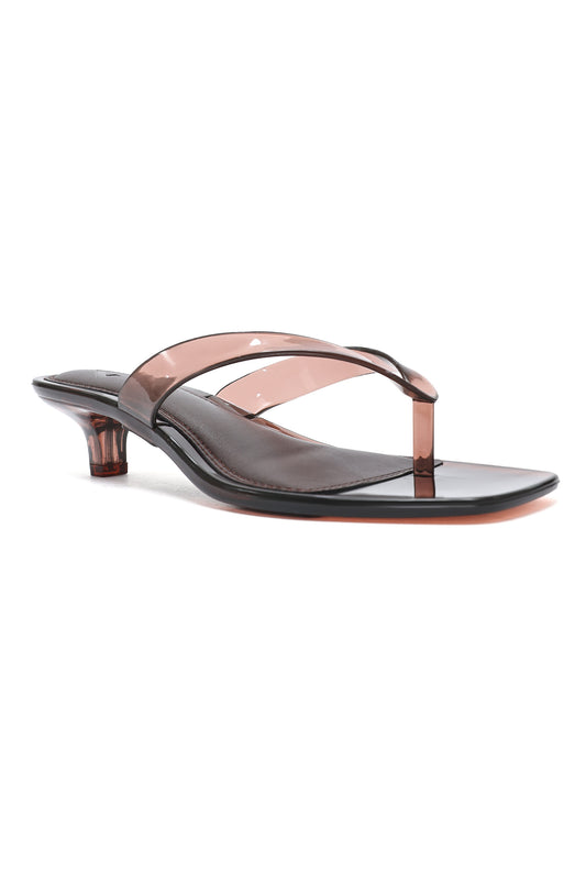 GLASS STRAP KITTEN HEEL-COFFEE