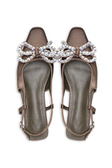 RADIANCE CRYSTAL LOW HEELS-OLIVE