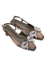 RADIANCE CRYSTAL LOW HEELS-OLIVE