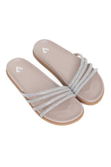 DIAMANTE STRAP FLATS-KHAKI