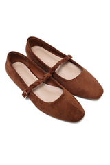 SQUARE TOE BALLERINA-CAMEL