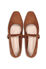 SQUARE TOE BALLERINA-CAMEL