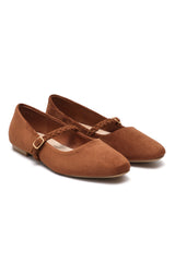 SQUARE TOE BALLERINA-CAMEL