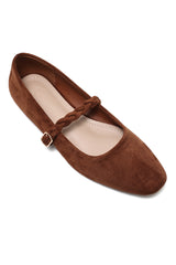 SQUARE TOE BALLERINA-CAMEL
