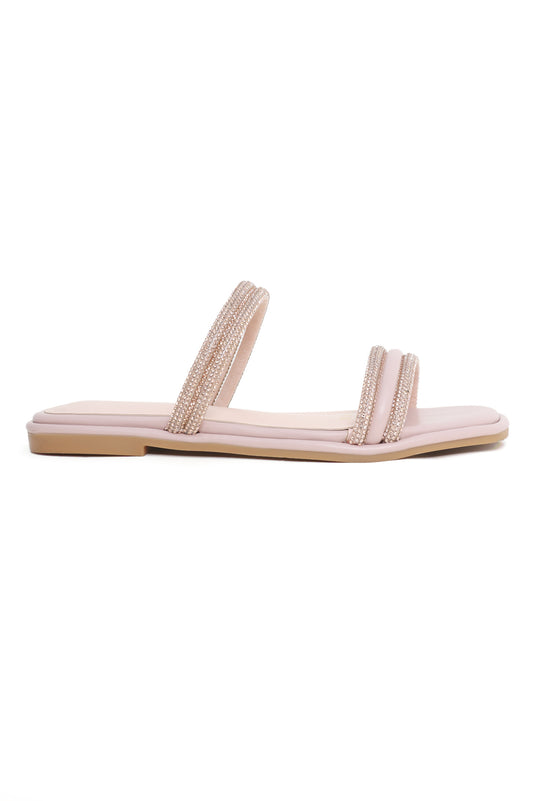 DIAMANTE STRAP FLATS-PINK