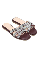 BRAID CHIC WOMEN'S FLATS-WINE
