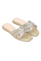 BRAID CHIC WOMEN'S FLATS-GOLD