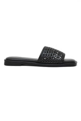 WHISPER KNIT FLAT SLIDE-BLACK