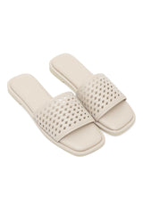 WHISPER KNIT FLAT SLIDE-BEIGE