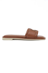 CLASSIC SQUARE TOE SLIDE-BROWN