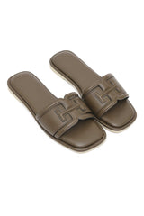 CLASSIC SQUARE TOE SLIDE-DK-OLIVE
