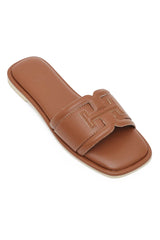 CLASSIC SQUARE TOE SLIDE-BROWN