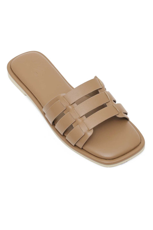 SIGNATURE STITCH FAUX SLIDE-BROWN