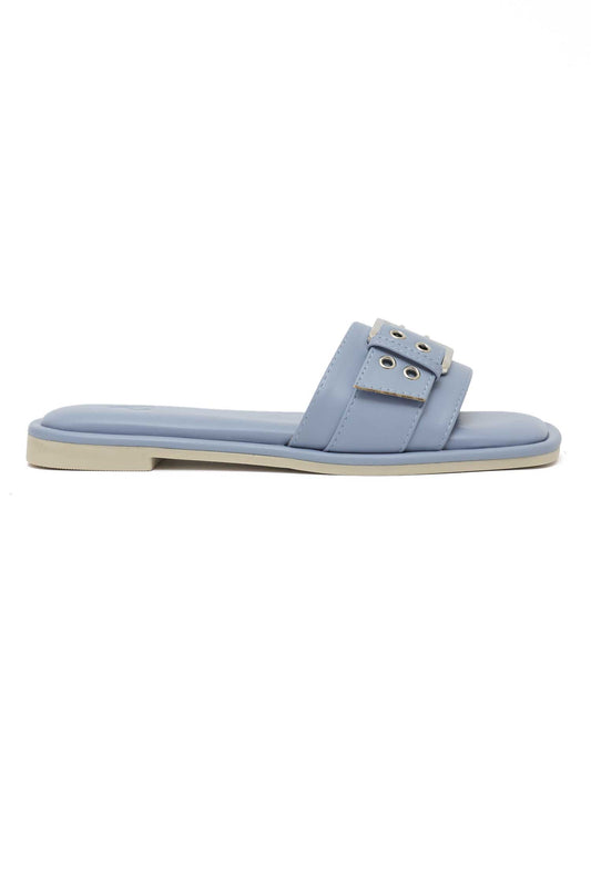 MODERN ACCENT BUCKLED SLIDE-BLUE