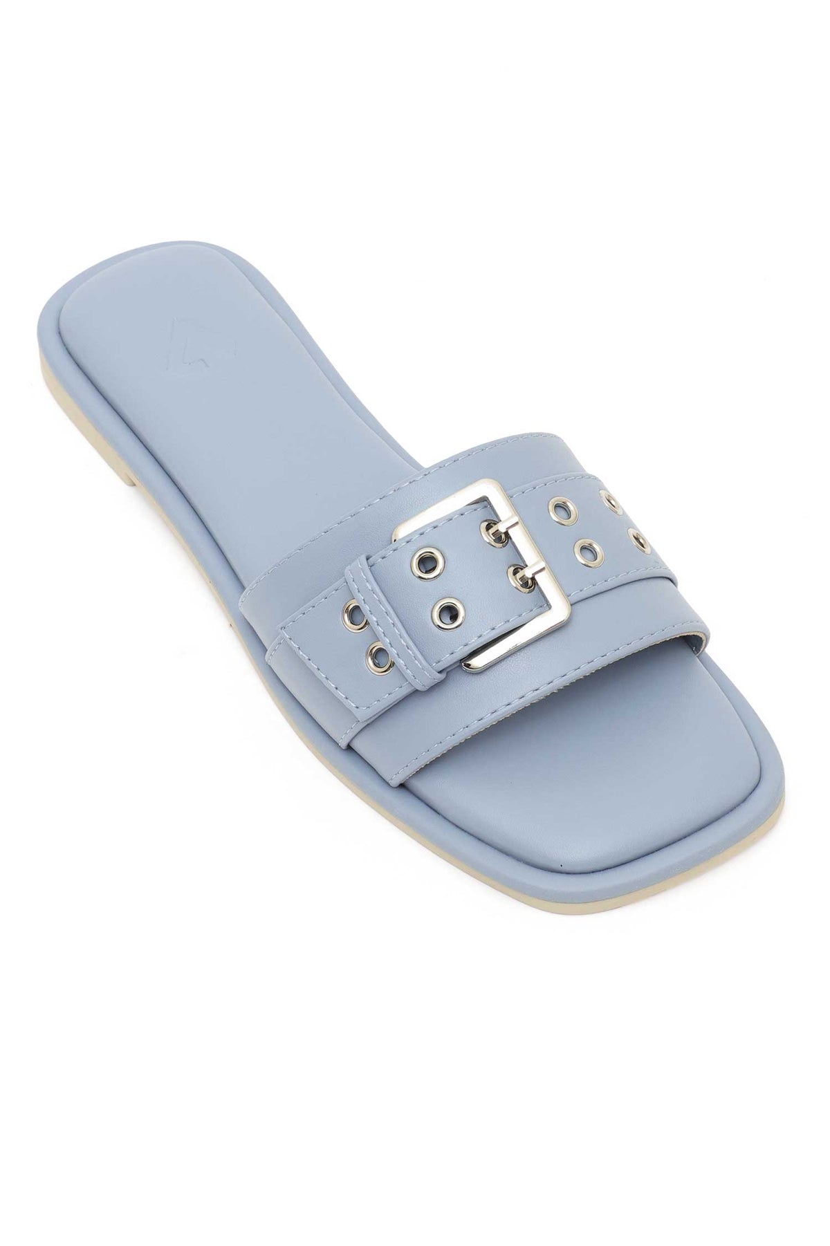 MODERN ACCENT BUCKLED SLIDE-BLUE