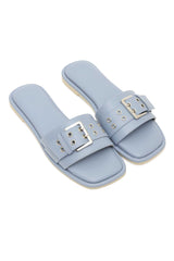 MODERN ACCENT BUCKLED SLIDE-BLUE