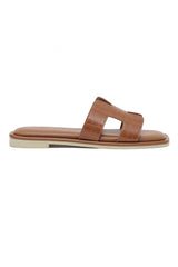 EMBOSSÉ H-LINE SLIDE-BROWN