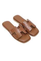 EMBOSSÉ H-LINE SLIDE-BROWN