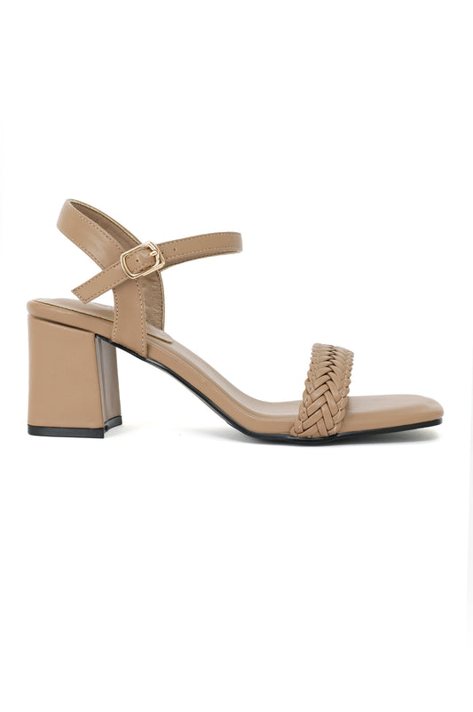 BREEZY BRAID BLOCK HEEL-KHAKI