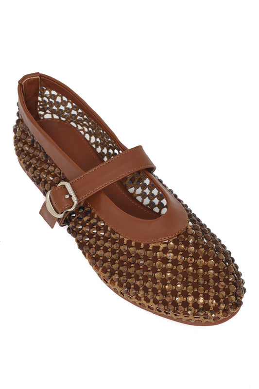 BEADWOVEN MESH BALLET-BROWN