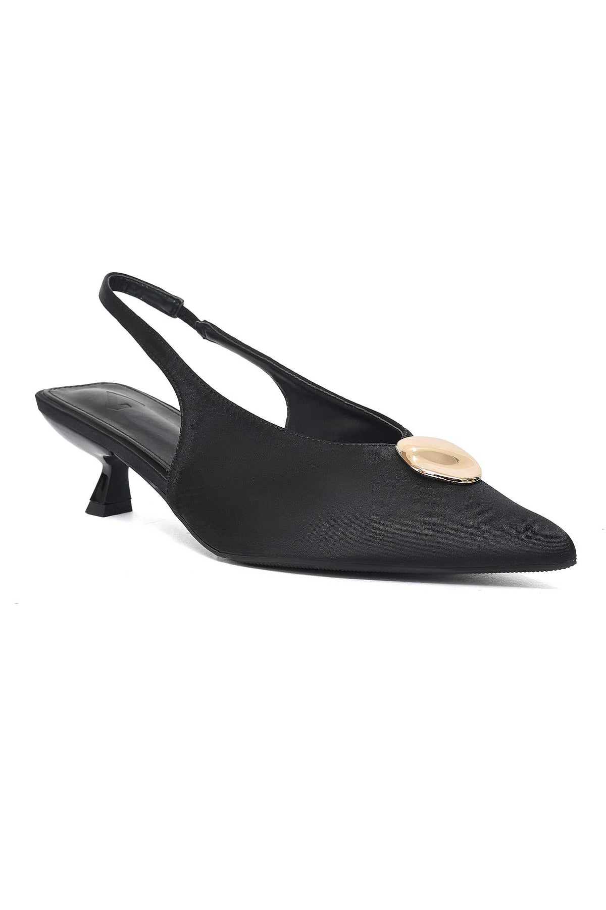 BOLD GOLD ARC HEEL-BLACK