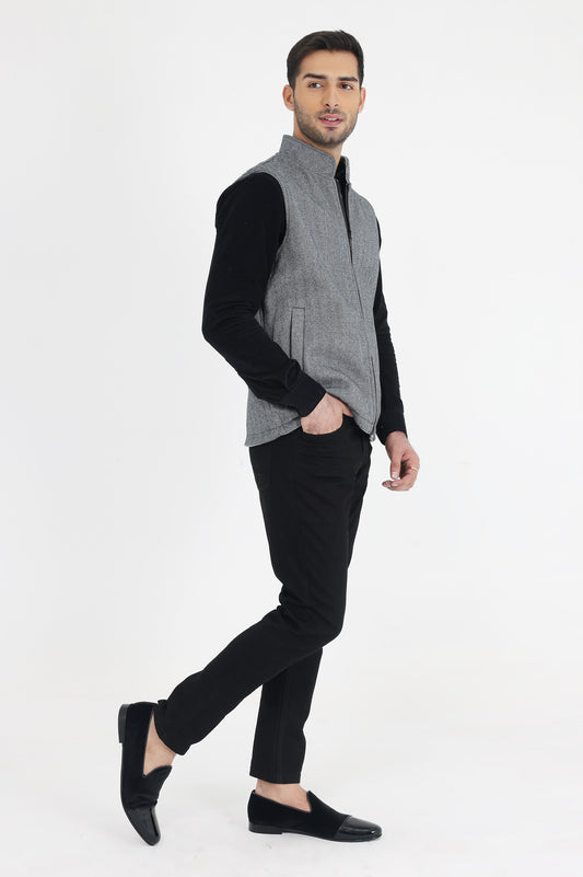 TEXTURE WAISTCOAT-DK-GREY