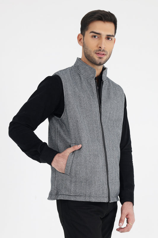 TEXTURE WAISTCOAT-DK-GREY
