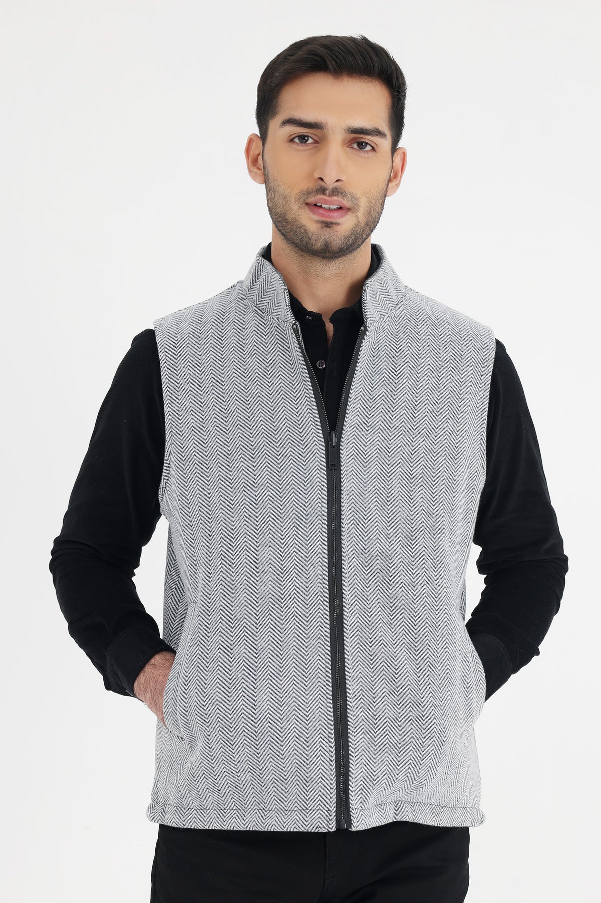 TEXTURE WAISTCOAT-LT-GREY
