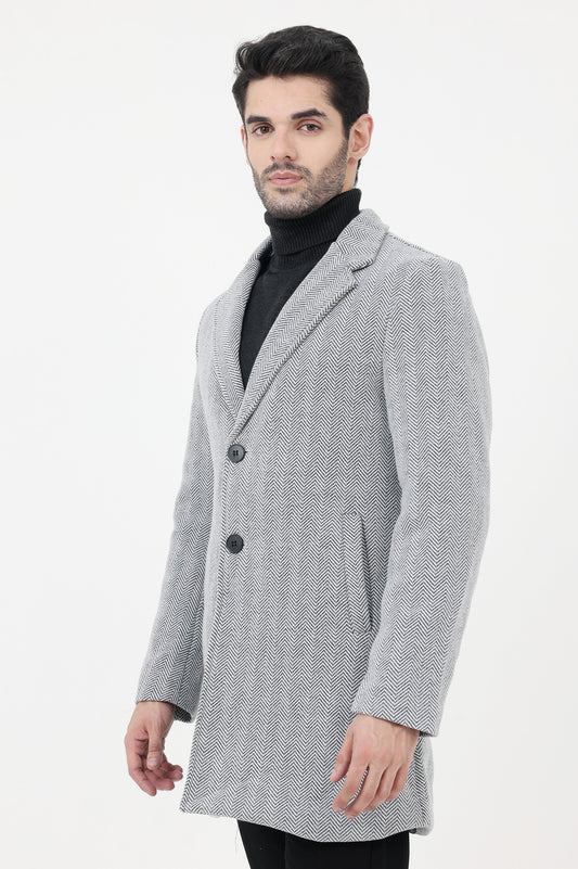 TEXTURED HOODED COAT-LT-GREY