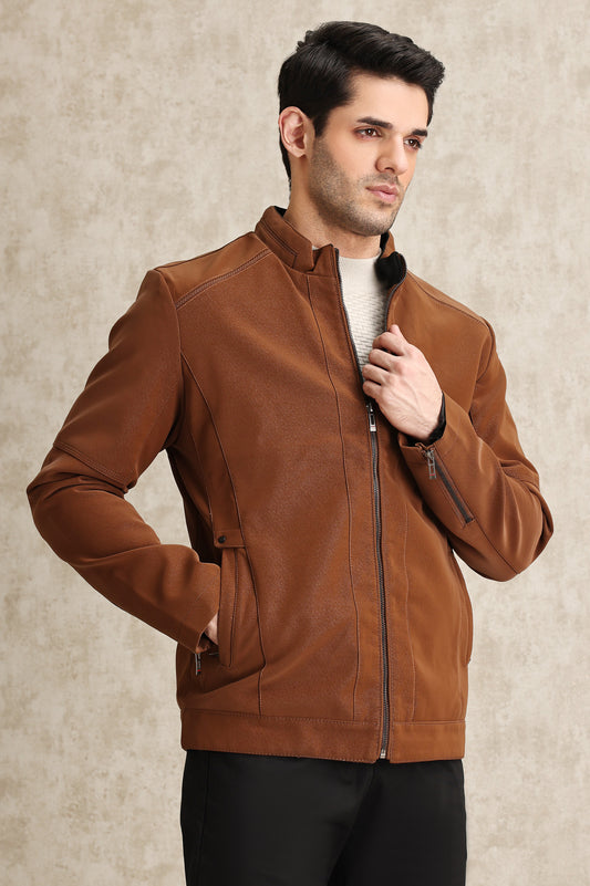 REFINED LAYERING JACKET-BROWN
