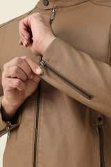 ARMOUR MANDARIN ZIP-UP JACKET-KHAKI
