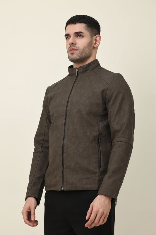 IRONVALE ZIP FRONT JACKET-COFFEE