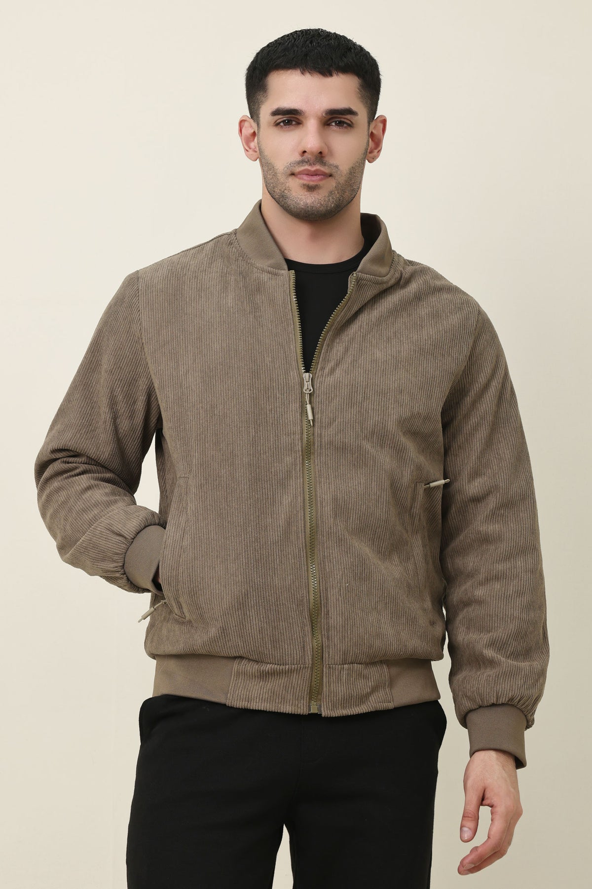 VARSITY INSPIRED JACKET-KHAKI