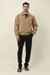 CLASSIC BROWN SUEDE JACKET-KHAKI