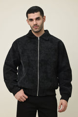 CLASSIC BROWN SUEDE JACKET-BLACK