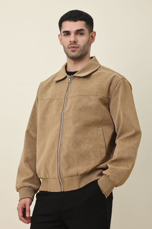 CLASSIC BROWN SUEDE JACKET-KHAKI
