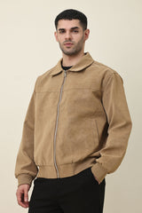 CLASSIC BROWN SUEDE JACKET-KHAKI