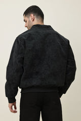 CLASSIC BROWN SUEDE JACKET-BLACK