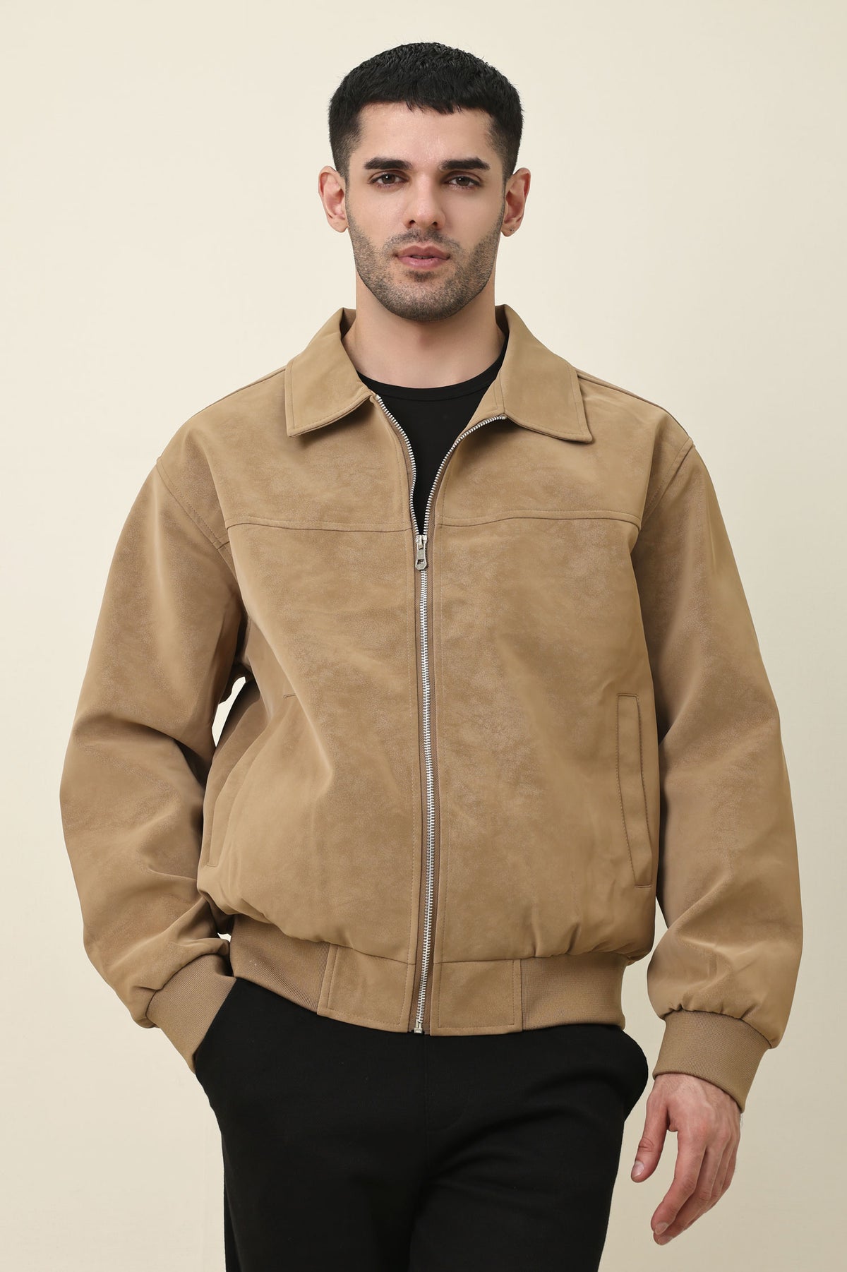 CLASSIC BROWN SUEDE JACKET-KHAKI