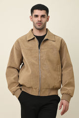 CLASSIC BROWN SUEDE JACKET-KHAKI