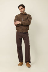CLASSIC BROWN SUEDE JACKET-COFFEE