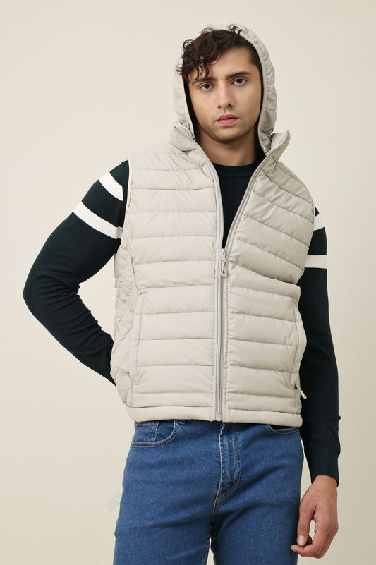 QUILTED CORD VEST JACKET-OFFWHITE