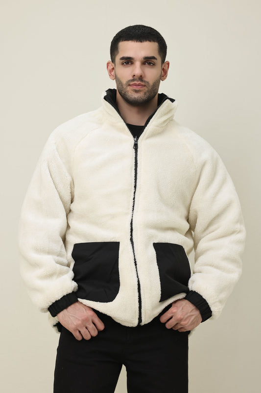 STRIPE EDGE PUFFER JACKET-BLACK