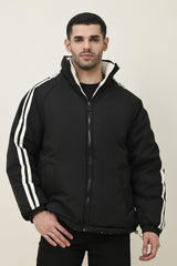 STRIPE EDGE PUFFER JACKET-BLACK