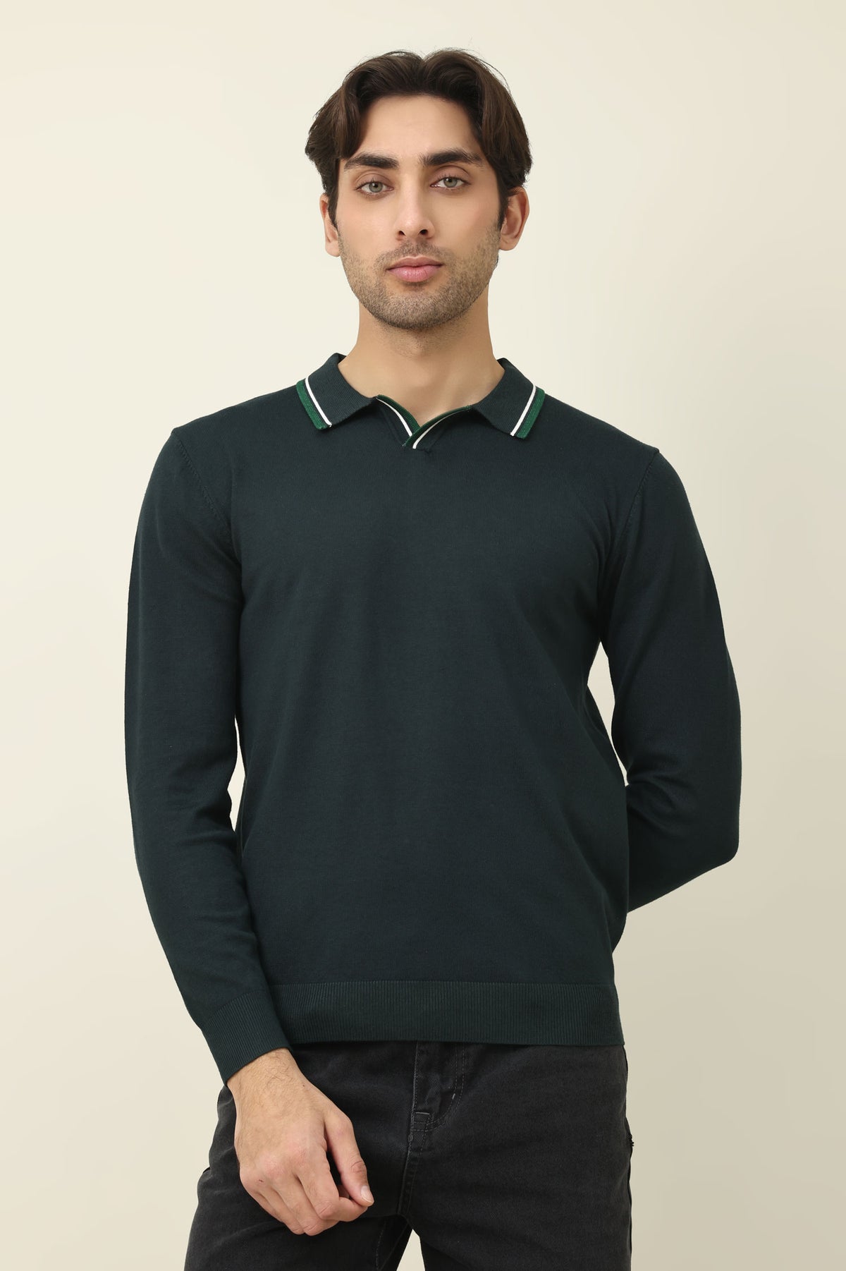 MODERN POLO KNIT PULLOVER-GREEN
